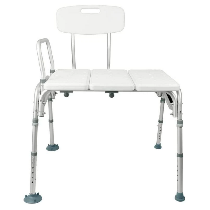 BATHROOM TRANSFER BENCH, ADJUSTABLE ALUMINUM FRAME, NONSLIP